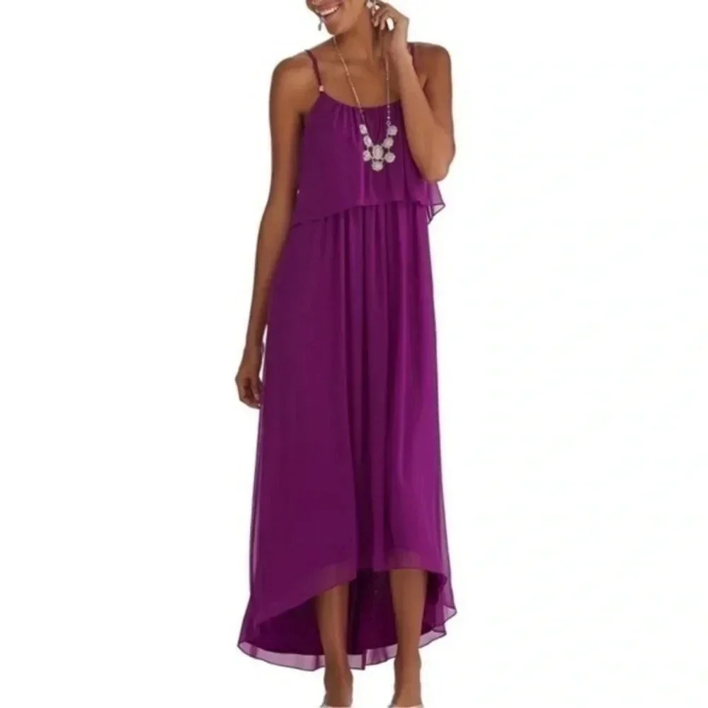 White House Black Market | Violet Purple High Low Starlet Maxi Long Dress Size 2